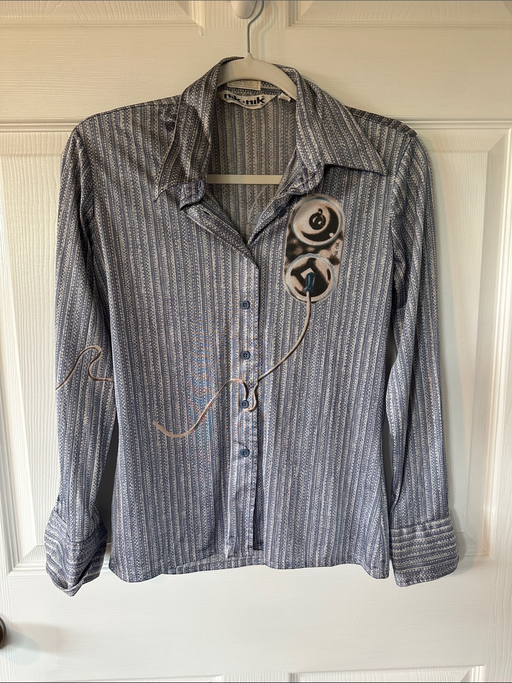 Vintage Nik Nik Blue & White Striped Button-Down Shirt